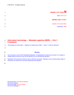 ISO/IEC FDIS 11179-1 - SC32 WG2 Metadata Standards Home Page