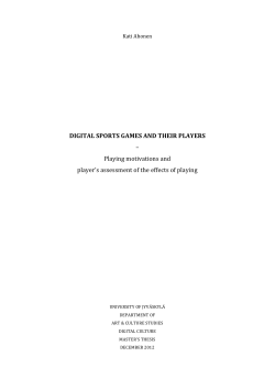 DIGITAL SPORTS GAMES AND THEIR PLAYERS &ndash; Playing