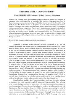 491 LITERATURE AND FILM ADAPTATION THEORY Maria