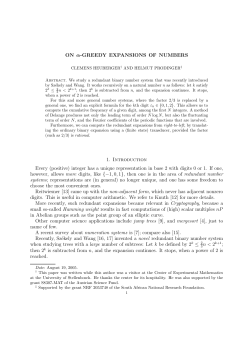 ON α-GREEDY EXPANSIONS OF NUMBERS 1. Introduction Every