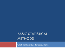 Lecture III Basic statistical methods