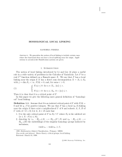 HOMOLOGICAL LOCAL LINKING 1. Introduction The notion of local
