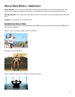 Here to There Week 1 &ndash; Initial Giver