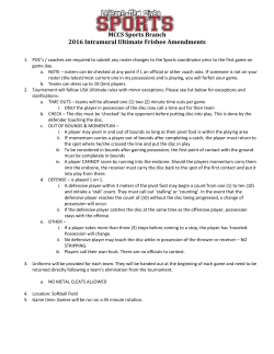 MCCS Sports Branch 2016 Intramural Ultimate Frisbee Amendments