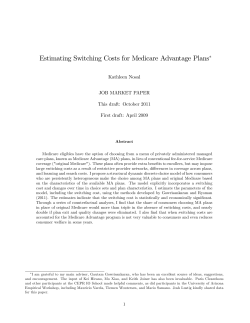 Estimating Switching Costs for Medicare Advantage Plans!