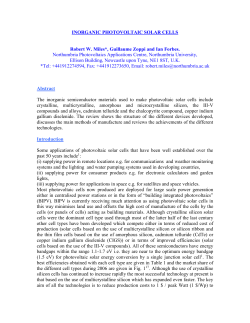 inorganic photovoltaic solar cells
