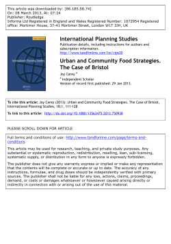 Urban and Community Food Strategies. The Case of Bristol