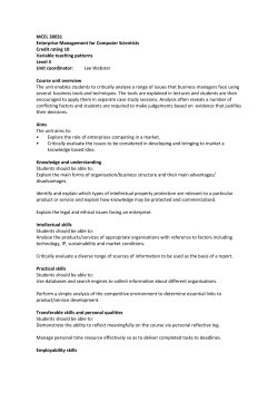 MCEL 30031 Enterprise Management for Computer Scientists Credit