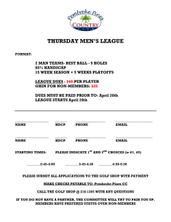 PVCC THURSDAY MEN`S LEAGUE