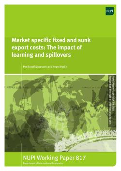Market specific fixed and sunk export costs. The