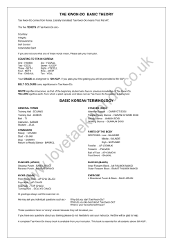 tae kwon-do basic theory basic korean terminology