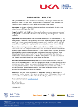 rule changes &ndash; 1 april, 2016