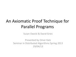 An Axiomatic Proof Technique for Parallel Programs