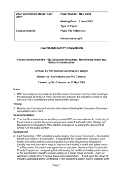 M2/2002/1a Actions arising from the HSE Discussion Document
