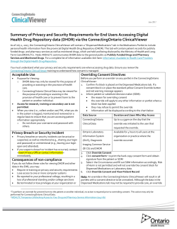 Summary of Privacy and Security Requirements