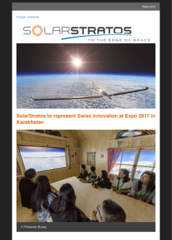 SolarStratos to represent Swiss innovation at Expo 2017 in