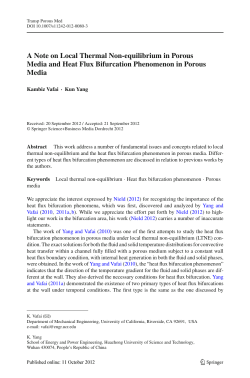 A Note on Local Thermal Non-equilibrium in Porous Media and Heat