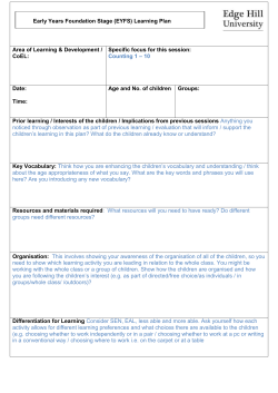 FS Learning Plan Under 3s