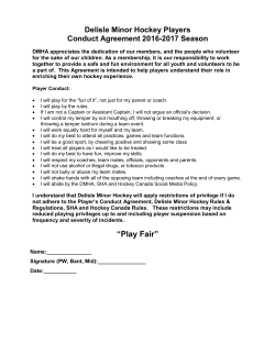 Play Fair - DELISLE MINOR HOCKEY ASSOCIATION