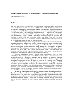 An interface analysis of verb subject inversion in Romance