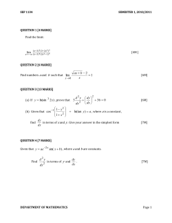 SEF 1134 SEMESTER 1, 2O10/2011 QUESTION 1 [4 MARKS] Find