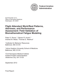 Flight Attendant Work/Rest Patterns, Alertness
