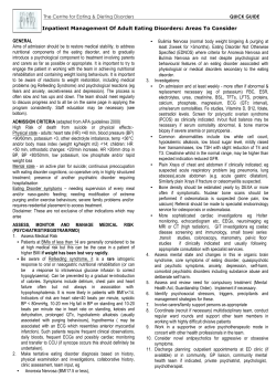 Inpatient Management Of Adult Eating Disorders: Areas To Consider