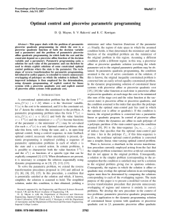 Optimal Control and Piecewise Parametric Programming