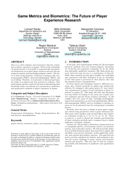 Game Metrics and Biometrics: The Future of Player