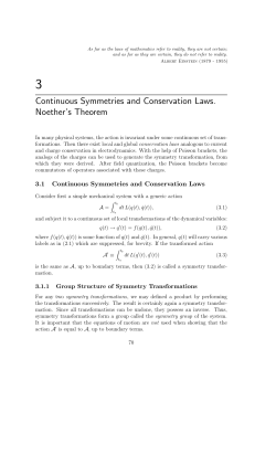 Continuous Symmetries and Conservation Laws. Noether`s Theorem