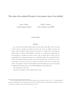 Nyborg The value of tax shields IS equal to the present value of tax