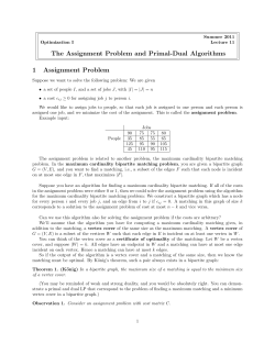 The Assignment Problem and Primal-Dual Algorithms 1 Assignment