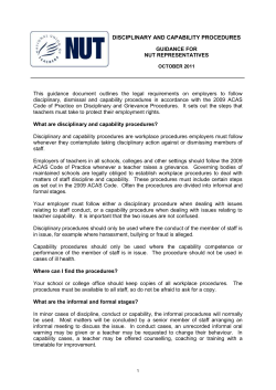 DISCIPLINARY AND CAPABILITY PROCEDURES GUIDANCE FOR