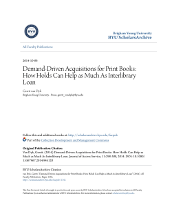 Demand-Driven Acquisitions for Print Books: How Holds Can Help