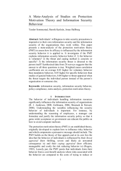A Meta-Analysis of Studies on Protection Motivation Theory and