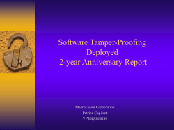 Software Tamper-Proofing Deployed 2 years Anniversary Report
