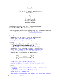 Errata for Network Flows: Theory, Algorithms, and Applications.1 By