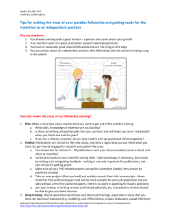 Tips for making the most of your postdoc fellowship and