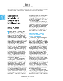 Economic Models of Employee Motivation