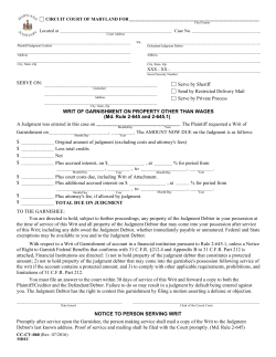 Garnishment on , . The AMOUNT NOW DUE on