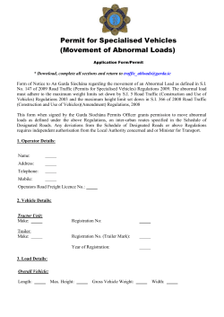 Permit for the movement of an Abnormal Load as Defined in S.I.
