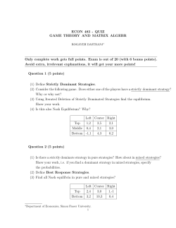 Econ 483 - Quiz Game Theory and Matrix Algebr