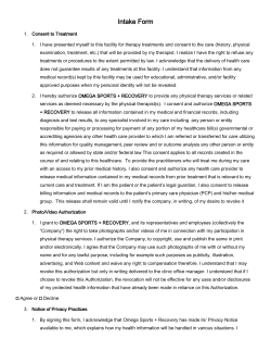 patient comment sheet - Omega Sports and Recovery