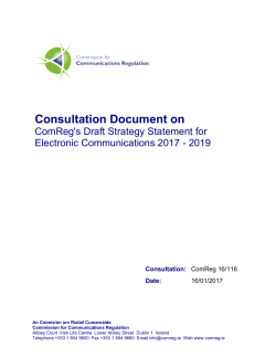 Consultation Document on ComReg`s Draft Strategy Statement for