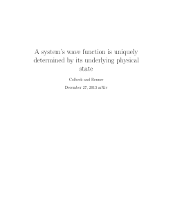 A system`s wave function is uniquely determined by its underlying