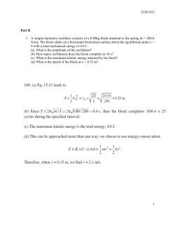 STSF1032 Part B A simple harmonic oscillator consists of a 0.80kg