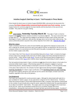 Intuitive Surgical`s Bad Day in Court: Trial