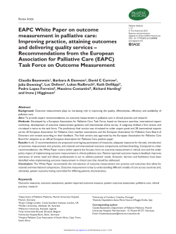 EAPC White Paper on outcome measurement in palliative care