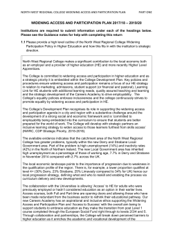 NORTH WEST REGIONAL COLLEGE WIDENING ACCESS AND