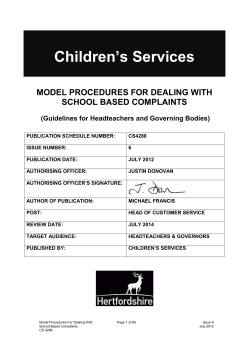 Formal Complaint Form - Hertfordshire Grid for Learning